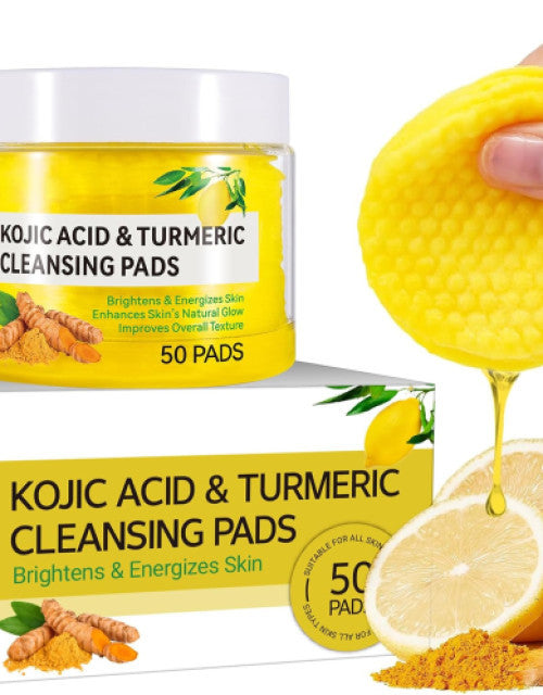 50 Pcs Turmeric Cleansing Pads,Kojic Acid and Turmeric Cleansing Pads