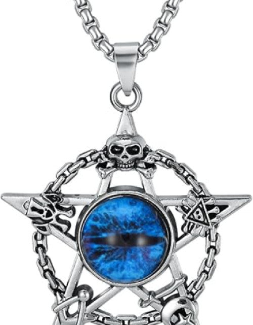 Blue Evil Eye Necklace for Men